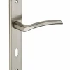 Ensemble de poignées pour porte de chambre Eris trou de clé, carré 7mm, entr'axes 195mm, nickelé brossé - THIRARD