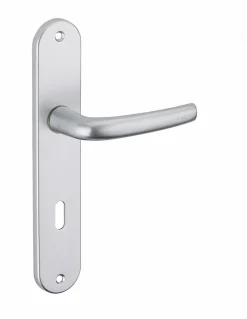 Ensemble de poignées pour porte intérieure Maia trou de clé, carré 7mm, entr'axes 195mm, argent - THIRARD