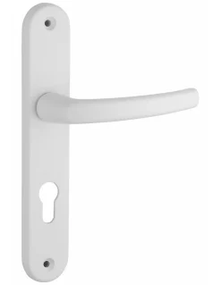 Ensemble de poignées pour porte d'entrée Sultane trou de cylindre, carré 7mm, entr'axes 195mm, blanc - THIRARD