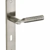 Ensemble de poignées pour porte de chambre Diane trou de clé, carré 7mm, entr'axes 195mm, nickelé brossé - THIRARD