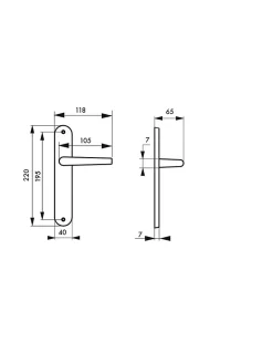 Ensemble de poignées pour porte intérieure Maia sans trou, carré 7mm, entr'axes 195mm, couleur F2 - THIRARD