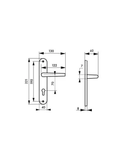 Ensemble de poignées pour porte d'entrée Helios trou de cylindre, carré 7mm, entr'axes 195mm, nickelé brossé - THIRARD