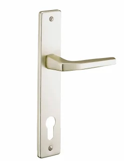 Ensemble de poignées pour porte d'entrée Picardie trou de cylindre, carré 7mm, entr'axes 92mm, couleur champagne - THIRARD