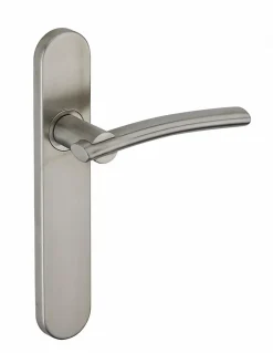 Ensemble de poignées pour porte intérieure Poseidon sans trou, carré 7mm, entr'axes 195mm, inox brossé - THIRARD