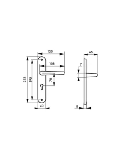 Ensemble de poignées pour porte d'entrée Selene trou de cylindre, carré 7mm, entr'axes 195mm, nickelé satiné - THIRARD