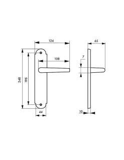 Ensemble de poignées pour porte intérieure Arthemis sans trou, carré 7mm, entr'axes 195mm, laiton patiné - THIRARD