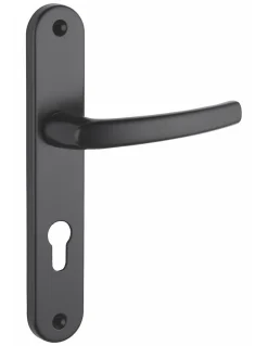 Ensemble de poignées pour porte d'entrée Sultane trou de cylindre, carré 7mm, entr'axes 195mm, noir - THIRARD