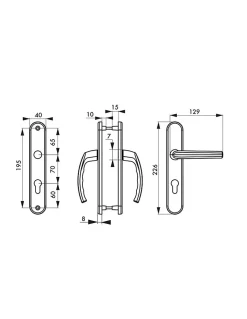 Ensemble de poignées pour porte d'entrée Sultane trou de cylindre, carré 7mm, entr'axes 195mm, noir - THIRARD