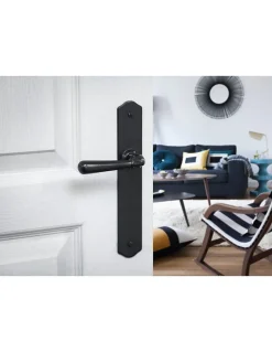 Ensemble de poignées pour porte intérieure Charon sans trou, carré 7mm, entr'axes 195mm, acier patiné - THIRARD