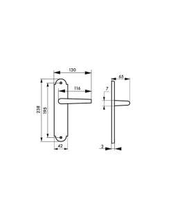 Ensemble de poignées pour porte intérieure Charon sans trou, carré 7mm, entr'axes 195mm, acier patiné - THIRARD