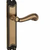 Ensemble de poignées pour porte intérieure Louis XV sans trou, carré 7mm, entr'axes 195mm, laiton vieilli - THIRARD