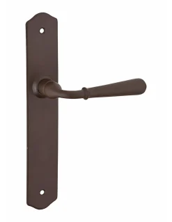 Ensemble de poignées pour porte intérieure Charon sans trou, carré 7mm, entr'axes 195mm, acier rouillé - THIRARD