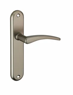 Ensemble de poignées pour porte intérieure Vesta sans trou, carré 7mm, entr'axes 165mm, nickelé satiné - THIRARD