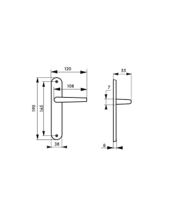 Ensemble de poignées pour porte intérieure Vesta sans trou, carré 7mm, entr'axes 165mm, nickelé satiné - THIRARD
