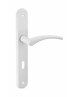 Ensemble de poignées pour porte intérieure Hebe trou de clé, carré 7mm, entr'axes 195mm, laqué blanc - THIRARD