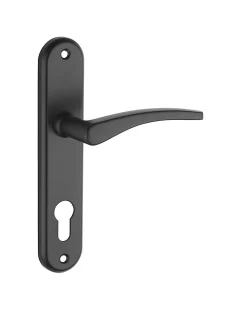 Ensemble de poignées pour porte d'entrée Vesta trou de cylindre, carré 7mm, entr'axes 165mm, noir - THIRARD