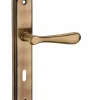 Ensemble de poignées pour porte de chambre Arthemis trou de clé, carré 7mm, entr'axes 195mm, laiton patiné - THIRARD