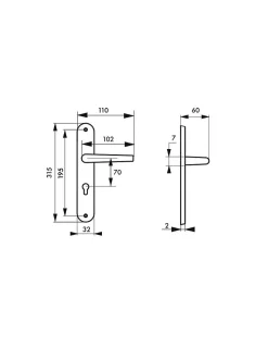 Ensemble de poignées pour porte d'entrée Coq trou de cylindre, carré 7mm, entr'axes 195mm, laqué noir - THIRARD