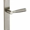 Ensemble de poignées pour porte intérieure Helios sans trou, carré 7mm, entr'axes 195mm, nickelé brossé - THIRARD
