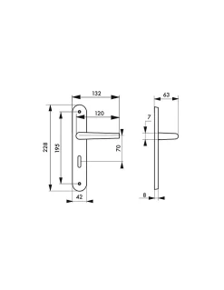 Ensemble de poignées pour salle de bain/toilette Pelope à condamnation, carré 7mm, entr'axes 195mm, argent - THIRARD