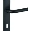 Ensemble de poignées pour porte intérieure Leto trou de clé, carré 7mm, entr'axes 165mm, noir - THIRARD