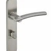 Ensemble de poignées pour salle de bain/bain Poseidon à condamnation, carré 7mm, entr'axes 195mm, inox brossé - THIRARD