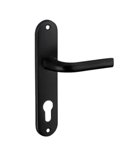 Ensemble de poignées pour porte d'entrée Leto trou de cylindre, carré 7mm, entr'axes 165mm, noir - THIRARD