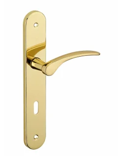 Ensemble de poignées pour porte de chambre Dionysos trou de clé, carré 7mm, entr'axes 195mm, laitonné - THIRARD
