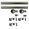 Ensemble double barre à rideaux extensible embout boule Athens GoodHome métal L.120/210 cm Ø25/28cm