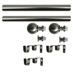 Ensemble double barre à rideaux extensible embout boule Athens GoodHome métal L.120/210 cm Ø25/28cm