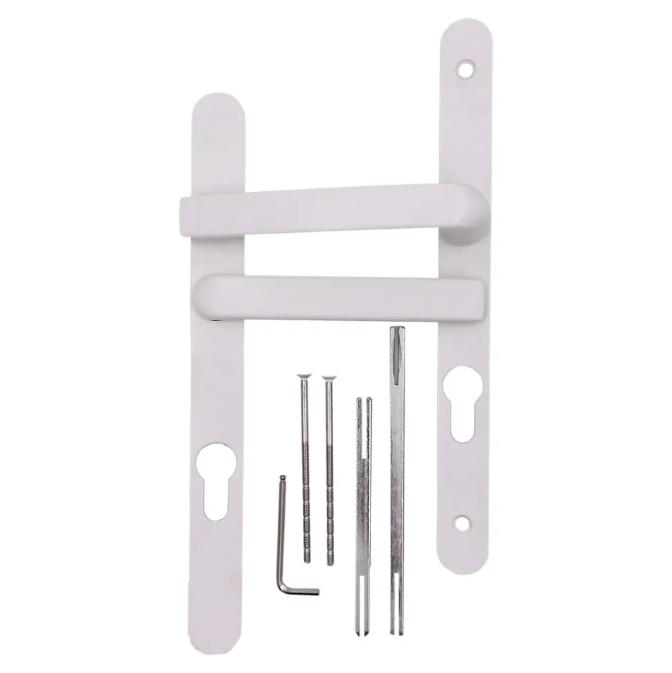 Ensemble poignée d'extérieur sur plaque rond blanc L.125 x 24mm entraxe 195mm Primel GoodHome