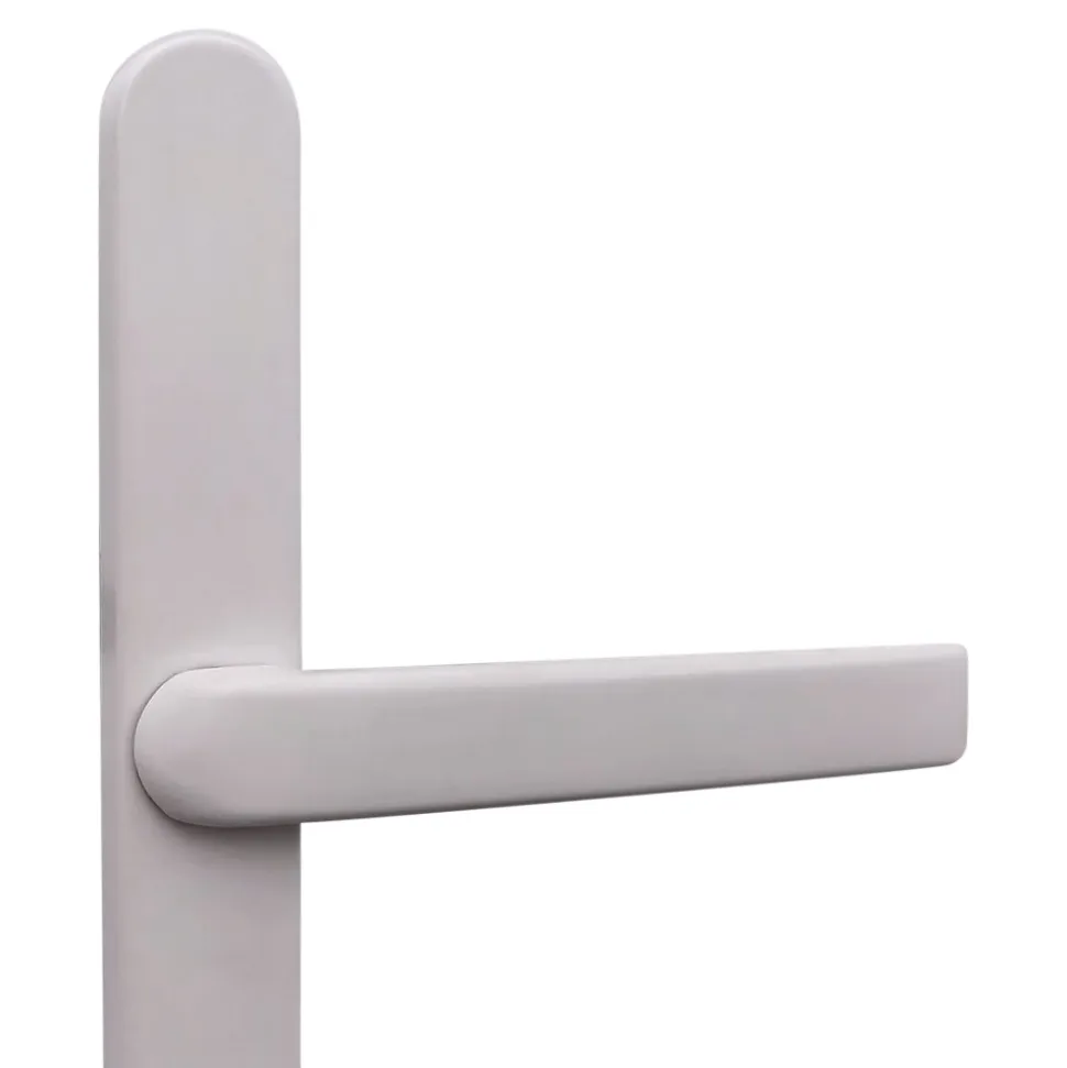 Ensemble poignée d'extérieur sur plaque rond blanc L.125 x 24mm entraxe 195mm Primel GoodHome