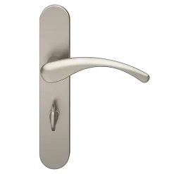 Ensemble poignée sur plaque rond à condamnation GoodHome Ruis effet nickel satin gris L.138.5mm x l.42mm entraxe 165-195mm