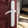 Ensemble poignée sur plaque rond GoodHome Beare mat blanc L.110.5mm x l.40mm entraxe 195mm