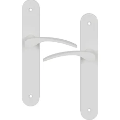 Ensemble poignée sur plaque rond GoodHome Beare mat blanc L.110.5mm x l.40mm entraxe 195mm