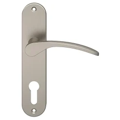 Ensemble poignée sur plaque rondcylindre GoodHome Beare effet nickel satin gris L.110.5mm x l.40mm entraxe 165mm