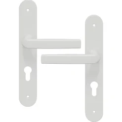 Ensemble poignée sur plaque Incurvé cylindre GoodHome Primel mat blanc L.126mm x l.40mm entraxe 195mm