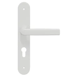 Ensemble poignée sur plaque Incurvé cylindre GoodHome Primel mat blanc L.126mm x l.40mm entraxe 195mm