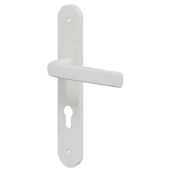 Ensemble poignée sur plaque Incurvé cylindre GoodHome Primel mat blanc L.126mm x l.40mm entraxe 195mm