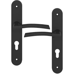 Ensemble poignée sur plaque rondcylindre GoodHome Hirel effet nickel mat noir L.128mm x l.40mm entraxe 195mm