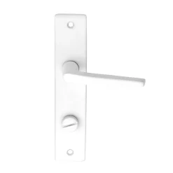 Ensemble poignée sur plaque rectangulaire à condamnation Colan satin blanc L.106mm x l.39.8mm entraxe 165mm