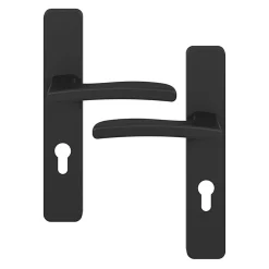Ensemble poignée sur plaque rectangulairecylindre GoodHome Irvil effet nickel mat noir L.126.5mm x l.42mm entraxe 165-195mm