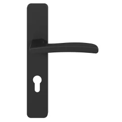 Ensemble poignée sur plaque rectangulairecylindre GoodHome Irvil effet nickel mat noir L.126.5mm x l.42mm entraxe 165-195mm