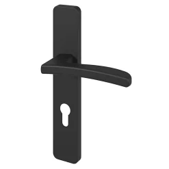 Ensemble poignée sur plaque rectangulairecylindre GoodHome Irvil effet nickel mat noir L.126.5mm x l.42mm entraxe 165-195mm
