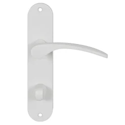 Ensemble poignée sur plaque rond à condamnation GoodHome Beare mat blanc L.110.5mm x l.40mm entraxe 165mm