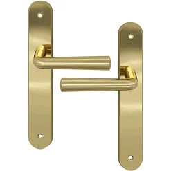 Ensemble poignée sur plaque rond GoodHome Tudy effet laiton brillant doré L.119mm x l.41mm entraxe 195mm
