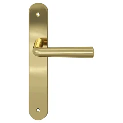 Ensemble poignée sur plaque rond GoodHome Tudy effet laiton brillant doré L.119mm x l.41mm entraxe 195mm
