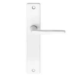 Ensemble poignée sur plaque rectangulaire Colan satin blanc L.106mm x l.39.8mm entraxe 195mm