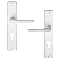 Ensemble poignée sur plaque rectangulaire Colan effet argenté satin gris chromé L.106mm x l.39.8mm entraxe 195mm