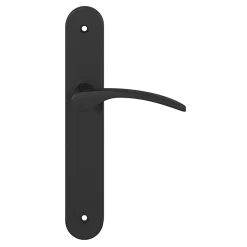 Ensemble poignée sur plaque rond GoodHome Beare effet nickel mat noir L.110.5mm x l.40mm entraxe 195mm